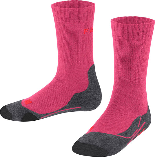 Falke tk2 anti-blaar dik wol functioneel materiaal wandelsokken kinderen rood - maat 23-26