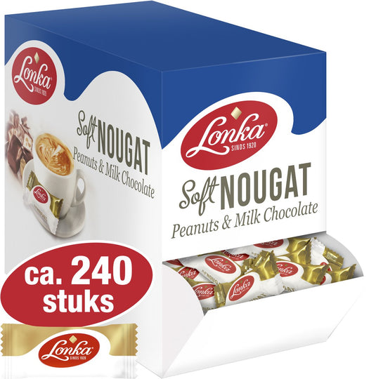 Lonka nougat melkchocolade peanut - per stuk verpakt - box a 2,57kg