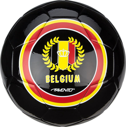 Avento voetbal glossy - world soccer - zwart geel - maat 5 - ⌀ ca. 22 cm