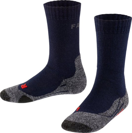 Falke tk2 anti-blaar dik wol functioneel materiaal wandelsokken kinderen blauw - maat 23-26