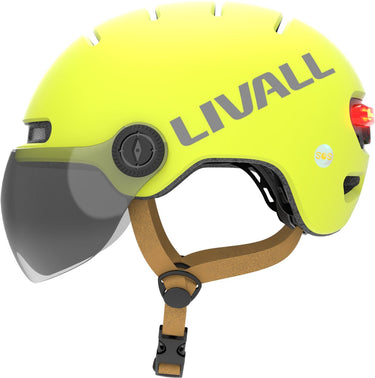 Livall l23 yellow m slimme fietshelm met led-verlichting en afneembaar vizier, nta8776, gecertificeerd voor e-bikes, fietshelm met valdetectie voor volwassenen (mannen en vrouwen)