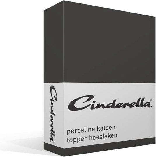 Cinderella weekend - topper hoeslaken - tot 15 cm matrashoogte - katoen - 200x200 cm - antraciet