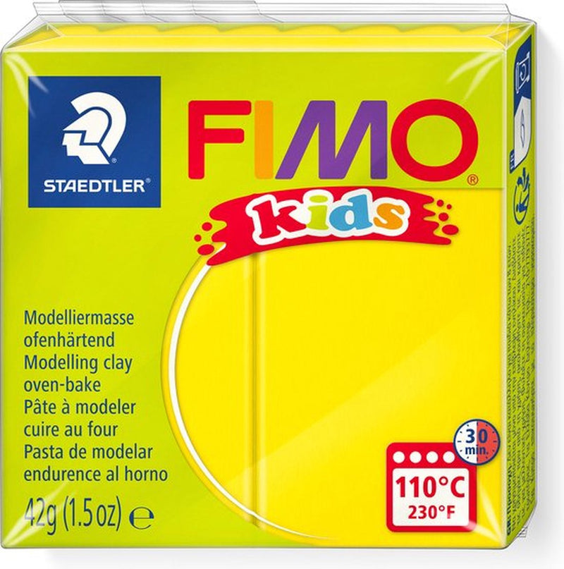 Load image into Gallery viewer, Fimo kids 8030 - ovenhardende boetseerklei - blokje 42 g - geel
