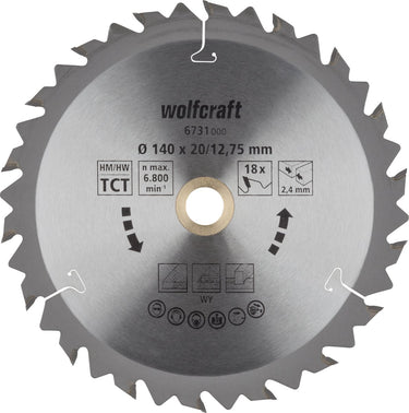 Wolfcraft - cirkelzaagblad 140x12,75mm - 18 tanden - zaagblad voor cirkelzaag - serie bruin - 6731000