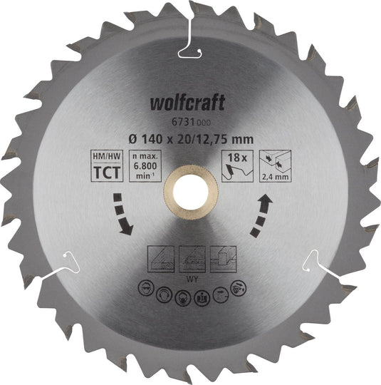 Wolfcraft - cirkelzaagblad 140x12,75mm - 18 tanden - zaagblad voor cirkelzaag - serie bruin - 6731000
