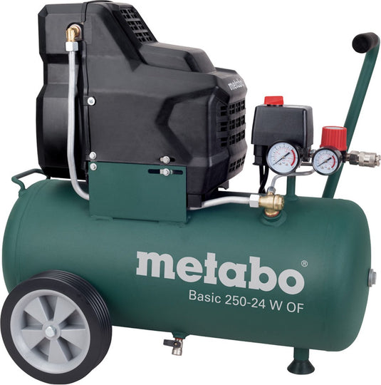 Metabo basic 250-24 w of olievrij compressor - 1500w - 8 bar - 24l - 100 l min