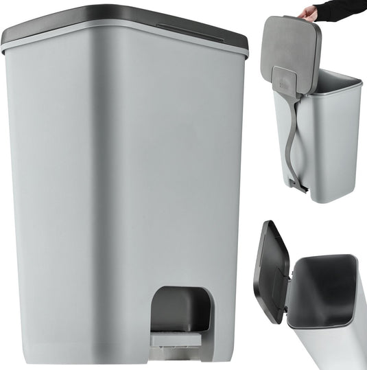 Curver essentials pedaalemmer - 40l - zilver antraciet