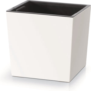 Prosperplast - vierkant bloempot met inzet - 29,5 cm x 29,5 cm x 29 cm - wit