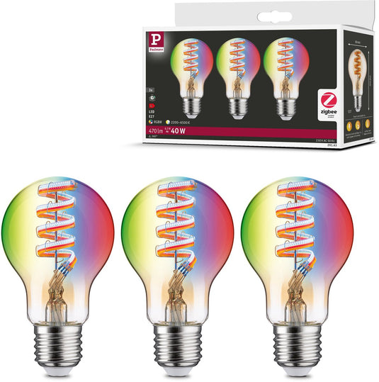 Paulmann filament 230 v smart home zigbee 3.0 led-gloeilamp e27 3x470lm 3x6,3w rgbw+ dimbaar goud