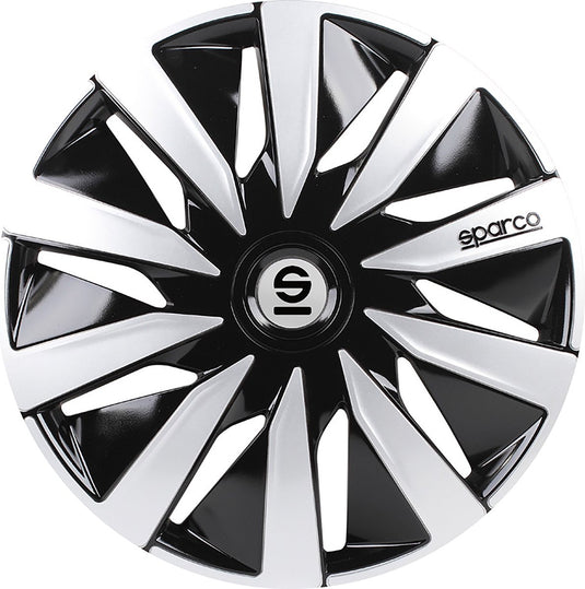 wieldoppen Lazio 14 inch ABS zwart zilver set van 4