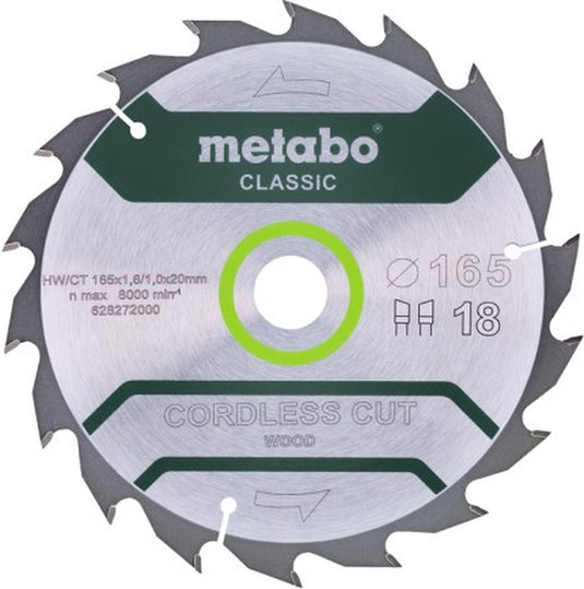 Metabo cirkelzaagblad hw ct 165x20, 18 wz 20°, classic