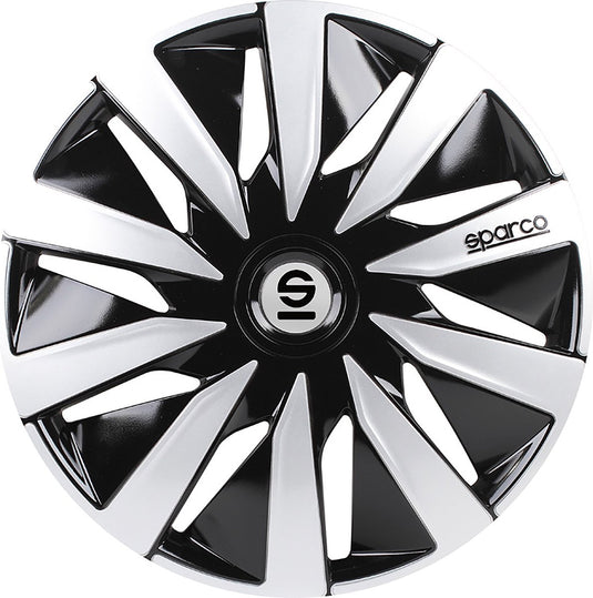 wieldoppen Lazio 16 inch ABS zwart zilver set van 4