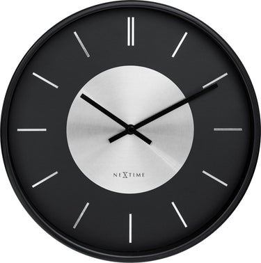 Nextime retro ii – wandklok – 25 cm – metaal – zwart zilver – stil