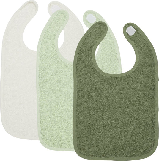 Meyco baby uni slab - 3-pack - badstof - offwhite soft green forest green