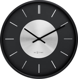 Nextime retro ii – wandklok – 25 cm – metaal – zwart zilver – stil