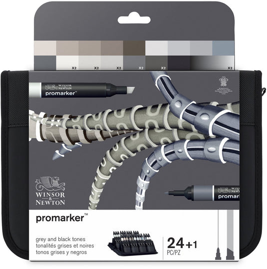 Winsor newton 0290081 promarker™ 24 black greys | professionele layoutmarkers alcoholmarkers