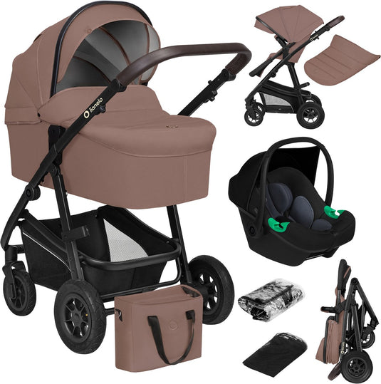 Lionelo bianka kinderwagen 3 in 1 - incl. autostoel - 0-22kg - xxl - buggy 3in1 - verstelbare duwstang - opvouwbaar - accessoireset - xxl zonnekap - gelagerde wielen - reiswieg