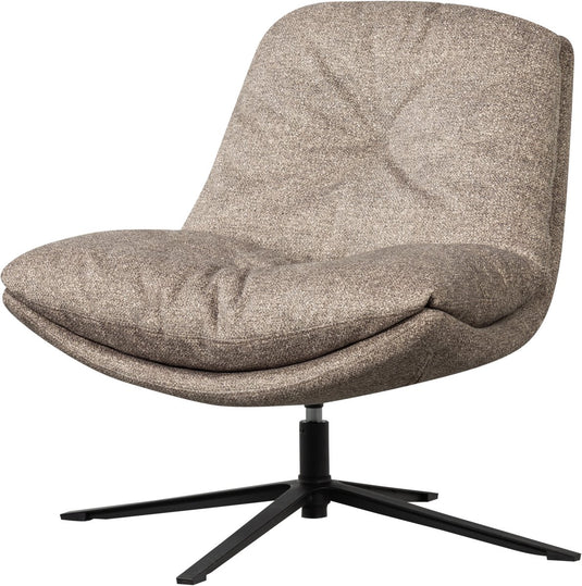 Woood arve draaifauteuil - bedrukte stof - naturel melange - 86x82x87