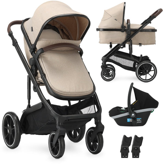 Deryan noa kinderwagen 3-in-1 - wandelwagen met autostoel - nougat