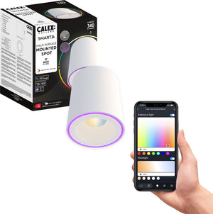 Calex halo slimme opbouwspot - smart downlight - rgb en warm wit licht - wit