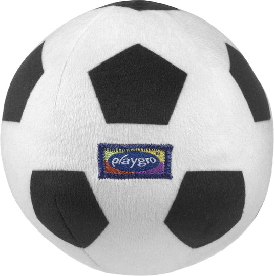 Playgro baby pluche voetbal - mijn eerste bal - baby bal - baby speelgoed - voetbal baby - zachte baby bal - rammelaar baby - baby bal - baby speelgoed - educatief baby speelgoed - rammelaar - zwart wit - belletje - 13cm