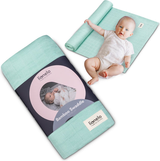 Lionelo bamboo swaddle - inbakerdoek babydeken 120x120 cm - 100% bamboe katoen - antibacterieel, schimmelwerend hypoallergeen - thermoregulerend - wasbaar - zacht ademend - voor gevoelige huid