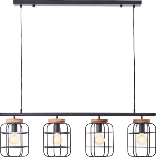 Brilliant gwen - hanglamp - e27 max 4x40w - zwart hout