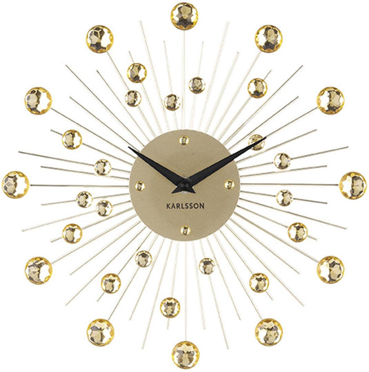 Karlsson wandklok sunburst - kristal, goud - medium - ø30cm - scandinavisch