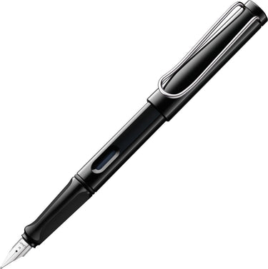 Lamy safari zwart vulpen – met ergonomische grip gepolijste stalen penpunt in schrijfdikte b – robuust asa-kunststof – incl. t10 blauwe inktpatroon