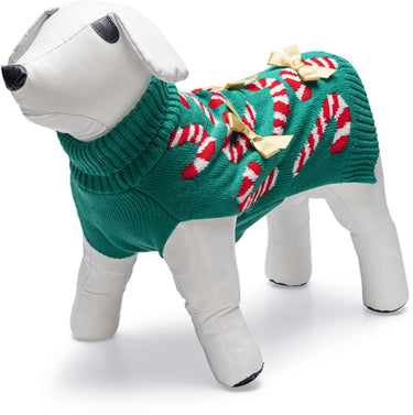 Beeztees kersttrui candy canes - hondentrui - polyester - groen - s- 23 cm