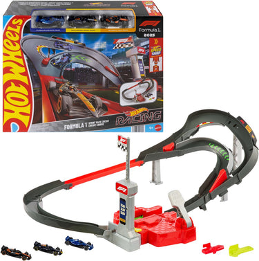 Hot wheels racing formula 1 sprint race circuit baanset - met 3 metalen speelgoedauto's