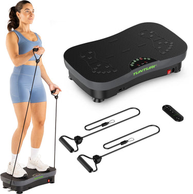 Tunturi cardio fit v30 trilplaat - incl weerstandsbanden en afstandsbediening - vibration plate - 99 snelheden - 10 programma's - vibratie en oscillatie