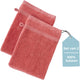 Hush. living hush living - washand 100% katoen - set van 2 - zware kwaliteit 500g m2 - stijlvol boord en ophanglus- 16x22cm - koraal