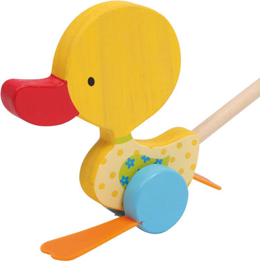 Small foot - houten duwfiguur eend tina met stok