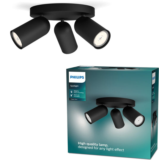 Philips led philips pongee opbouwspot - 3-lichts - zwart