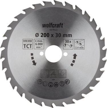 Wolfcraft - cirkelzaagblad 200x30mm - 30 tanden - zaagblad voor cirkelzaag - serie groen - 6379000