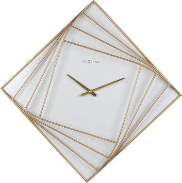 Nextime turning square – grote wandklok – 85 × 85 cm – metaal – goud wit