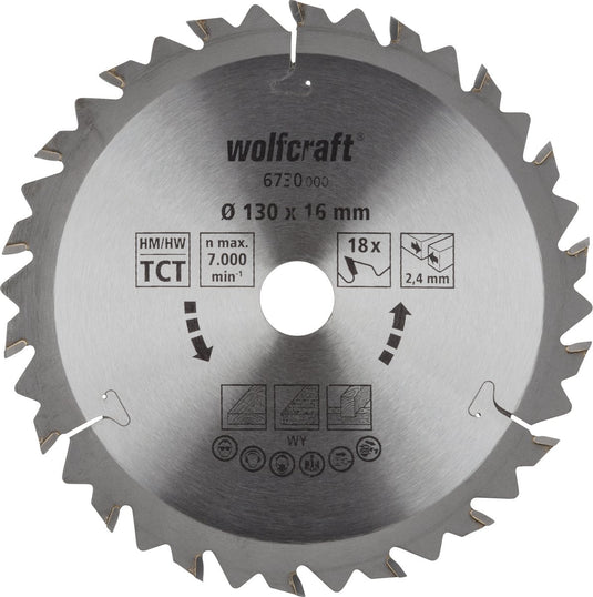 Wolfcraft - cirkelzaagblad 130 x 16 mm - 18 tanden - 6730000