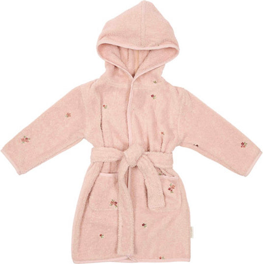 Little dutch badjas - maat 74 80 - badjas kind meisjes - roze - fairy garden blossom
