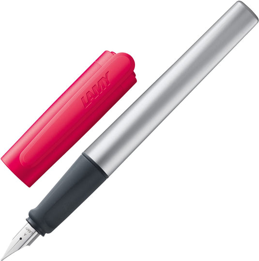 Lamy nexx crimson vulpen - vulpen met anti-slip grip gepolijste linkshandige stalen penpunt (lh) in lijndikte m - driehoekige aluminium houder - incl. inktpatroon t 10 blauw