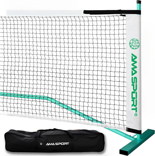 Ama sport pickleball net groen – draagbaar compleet net set met tas – eenvoudig op te zetten –
