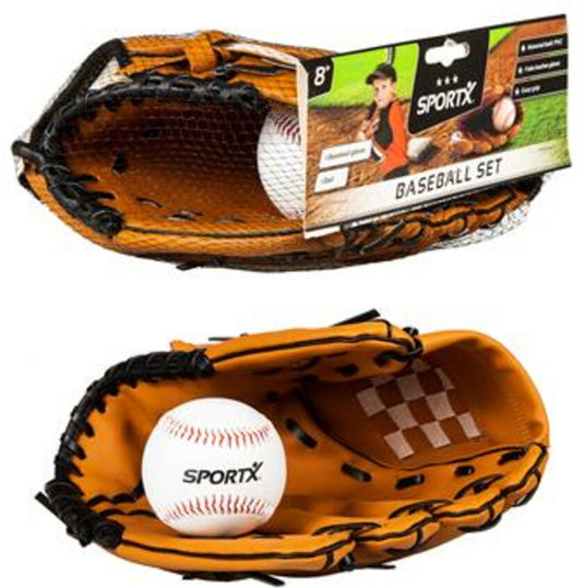 Sportx honkbal handschoen met bal