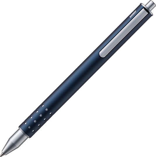 Lamy swift imperialblauw rollerpen – eenvoudige rollerpen met vloeibaar schrijfgevoel – robuuste behuizing van roestvrij staal met een lijnbreedte b – inclusief rollerpenmine m 66 in blauw