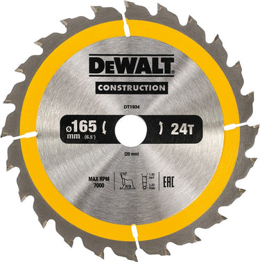 Dewalt constructie serie - zaagblad - 165mm - 24t - hout