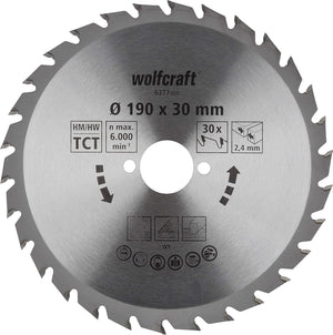 Wolfcraft - cirkelzaagblad 190x30mm - 30 tanden - zaagblad voor cirkelzaag - serie groen - 6377000