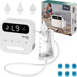 Lionelo care babyair – neusreiniger baby – krachtige neuszuiger: 65 kpa – zuigkracht 7,5 l min – draadloos: 1500 mah – led nachtlicht – 9 zuigstanden – 3x zachte siliconen tips – usb-c – elektrische neuspeer aspirator – neusdouche