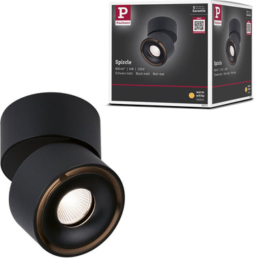 Paulmann led-plafondlamp spircle 78 mm 8w 550lm 230v 3000k zwart mat