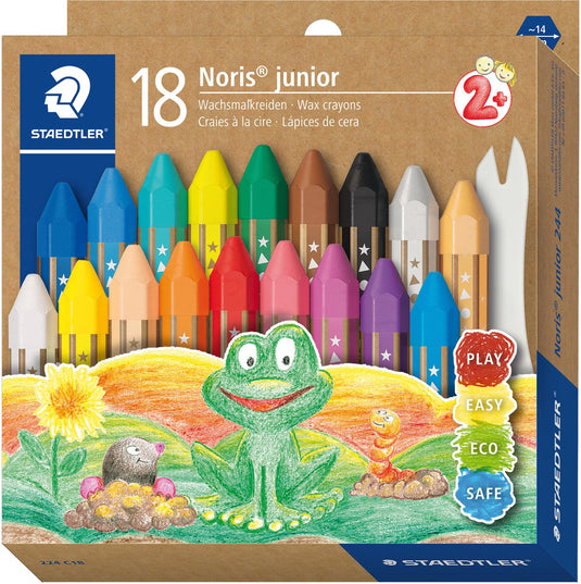 Staedtler noris junior waskrijt - kartonnen etui met 18 kleuren