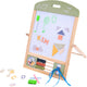 Jack jacky tafel schoolbord whiteboard – multifunctioneel 2-in-1 educatief speelbord – krijt- en magnetisch bord – leerbord met klok telraam – motoriek leren oefenen – inclusief accessoires – engelhart