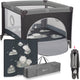 Lionelo bonnie babybox kinderbox 0-36 maanden – opvouwbare speelbox met t25 schuimmatras, zijdeur met ritssluiting, mesh zijkanten, wielen met rem en draagtas – tot 15 kg